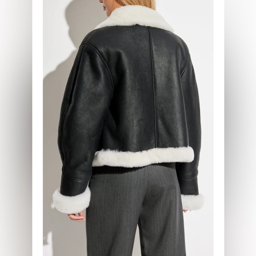 Loewe Black and White Shearling Leather Jacket - Picture 3 of 12